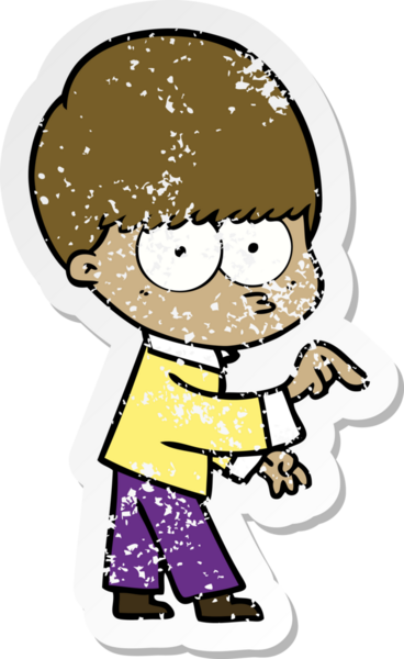 Bir insan tarafından çizilmiş gergin bir çizgi film çocuğunun sıkıntılı çıkartması.