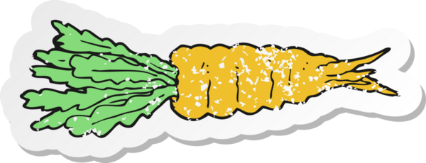 Bir insan tarafından çizilmiş havuç desenli bir karikatür çıkartması.