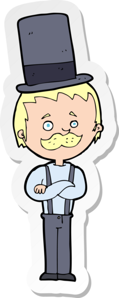 Bir insan tarafından çizilmiş silindir şapkalı bir adamın çıkartması.