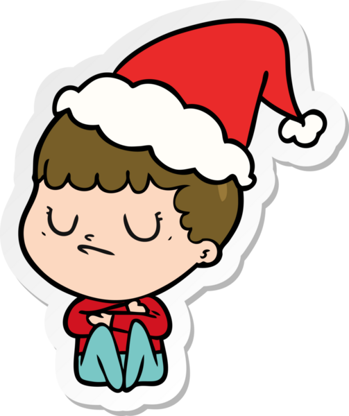 Bir insan tarafından çizilmiş Noel Baba şapkası giyen huysuz bir çocuğun el yazısı.