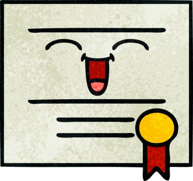 Bir insan tarafından çizilmiş mezuniyet diplomasının retro grunge dokusu.