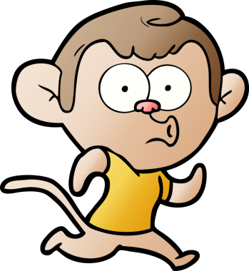 Bir insan tarafından çizilmiş korna çalan maymun.