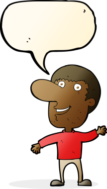 Bir insan tarafından çizilmiş konuşma balonlu bir çizgi film adamı.