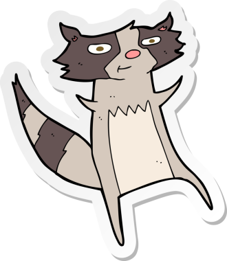 Bir insan tarafından çizilmiş bir rakunun çıkartması.