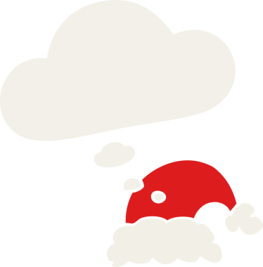 Düşünce baloncuklu çizgi film şapkası insan tarafından çizilmiş.