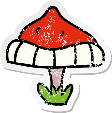 Bir insan tarafından çizilmiş tek bir zehirli mantarın el yazısı karikatürü.