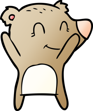 Bir insan tarafından çizilmiş gülümseyen ayı çizgi filmi.