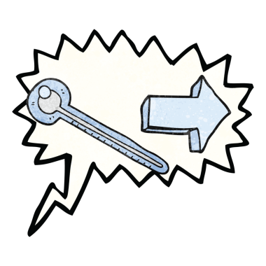 Bir insan tarafından çizilmiş serbest dokuma konuşma balonu karikatürü termometresi