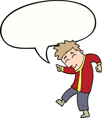 Bir insan tarafından çizilmiş konuşma balonlu çizgi film dansçısı.