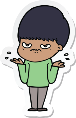 Bir insan tarafından çizilmiş kızgın bir çizgi film çocuğunun çıkartması.