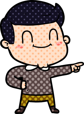 Bir insan tarafından çizilmiş çizgi film dostu bir adam.