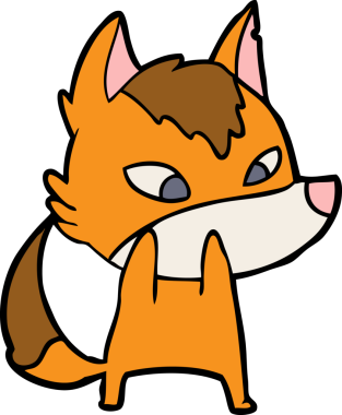Bir insan tarafından çizilmiş tilki çizgi film karakteri