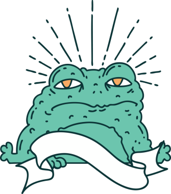 Bir insan tarafından çizilmiş dövmeli karakteri olan kaydırma pankartı.