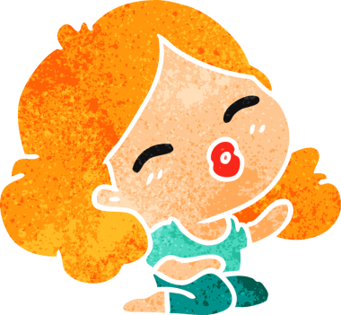 Bir insan tarafından çizilmiş sevimli bir kawai kızının serbest çizimi.