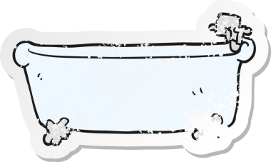 Bir insan tarafından çizilmiş karikatür küvetinin gerilimli etiketi.