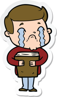 Bir insan tarafından çizilmiş, ağlayan bir çizgi film karakterinin çıkartması.