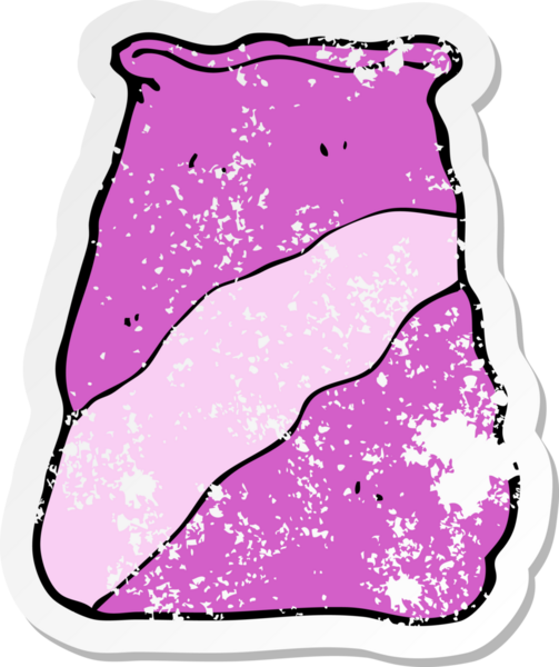 Bir insan tarafından çizilmiş bir karikatür çuvalının geriletilmiş çıkartması.