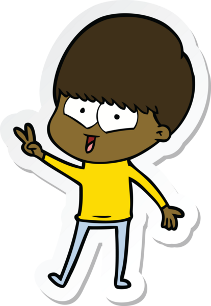 Bir insan tarafından çizilmiş mutlu bir çocuğun çıkartması.