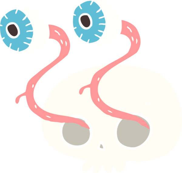 Bir insan tarafından çizilmiş göz yuvarı kafatasının düz renk çizimi