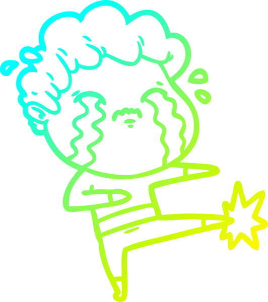 Bir insan tarafından çizilmiş ağlayan bir çizgi film karakteri çizimi.