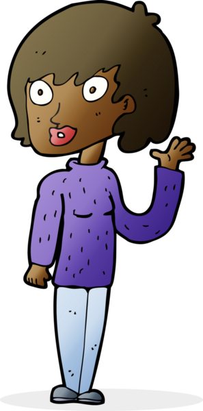 Bir insan tarafından çizilmiş, el sallayan bir kadın.