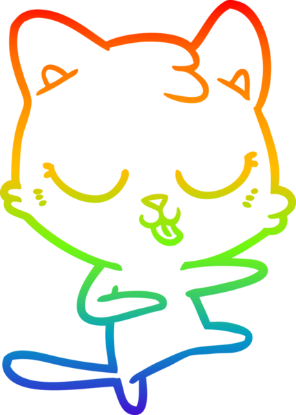 Gökkuşağı gradyan çizgi çizimi Bir insan tarafından çizilmiş bir çizgi kedi tıslama