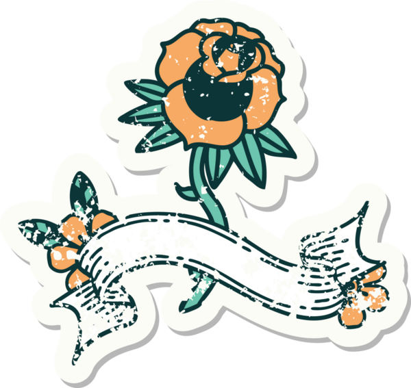 Bir insan tarafından çizilmiş gül sancağıyla eski bir etiket.