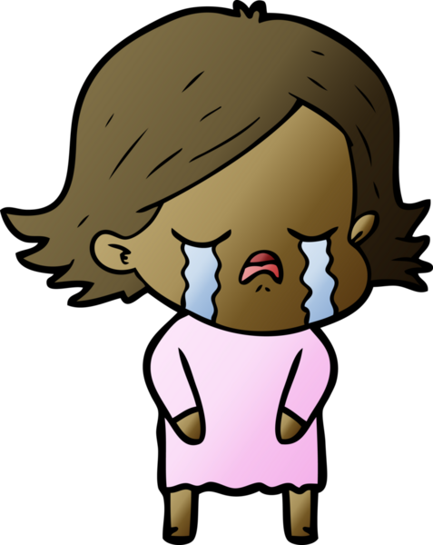 Bir insan tarafından çizilmiş ağlayan çizgi film kızı.