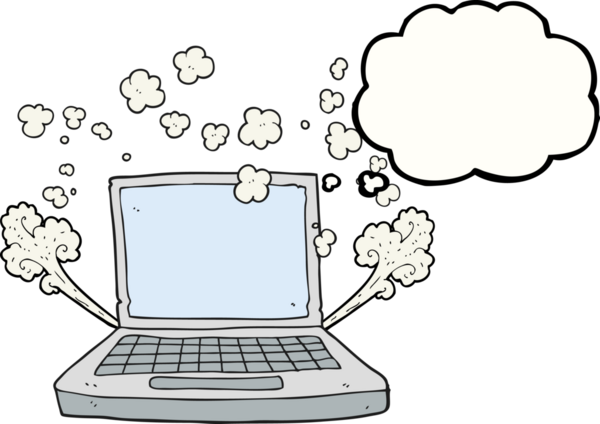 Bir insan tarafından çizilmiş serbest çizim düşünce balonu dizüstü bilgisayar hatası