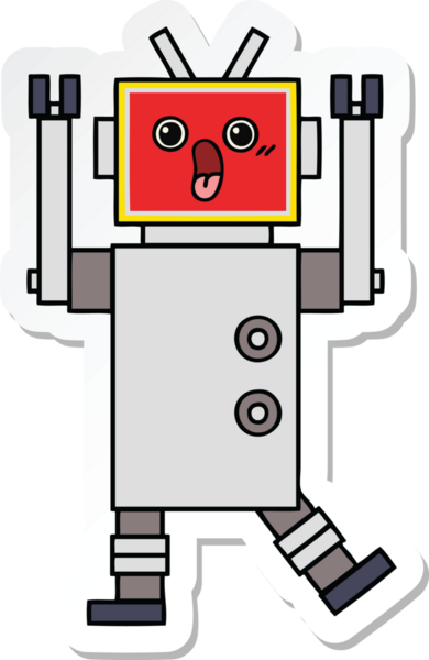 Bir insan tarafından çizilmiş şirin çizgi film robotunun çıkartması.