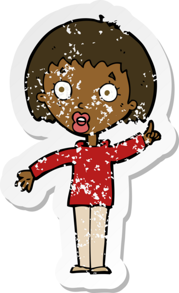 Bir insan tarafından çizilen noktayı açıklayan karikatürist bir kadının gerilimli çıkartması.