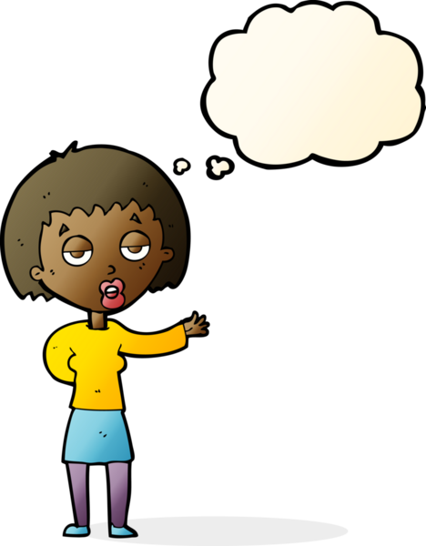 Bir insan tarafından çizilmiş bir düşünce balonuyla sıkılmış karikatür.