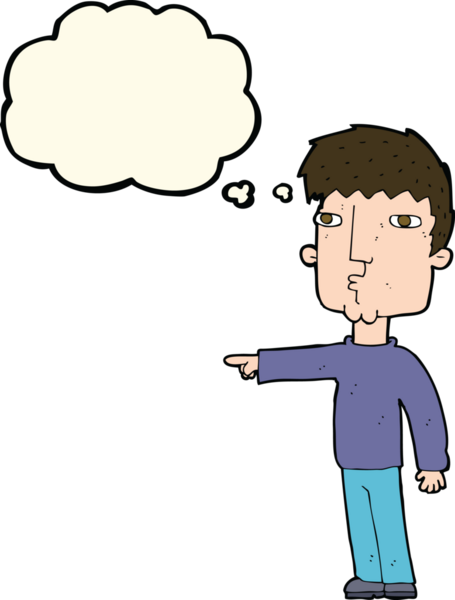 Bir insan tarafından çizilmiş düşünce baloncuğu olan bir adam.