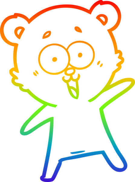 Bir insan tarafından çizilmiş gülen oyuncak ayının çizdiği gökkuşağı gradyan çizgisi.