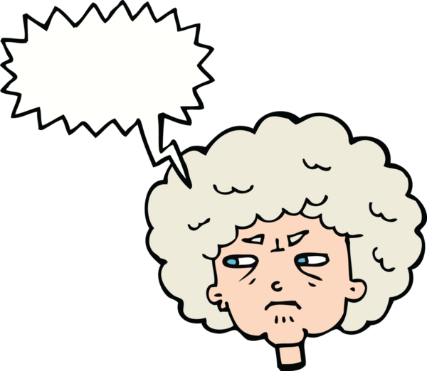 Bir insan tarafından çizilmiş karikatürlü yaşlı bir kadın.