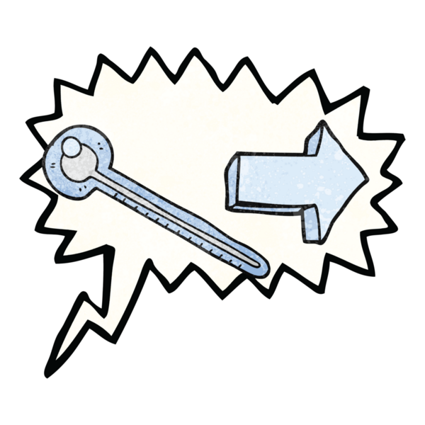 Bir insan tarafından çizilmiş serbest dokuma konuşma balonu karikatürü termometresi