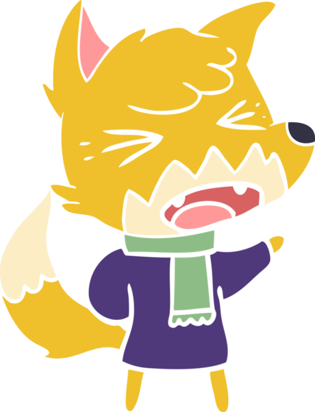 bir insan tarafından çizilmiş kızgın düz renkli tilki çizimi