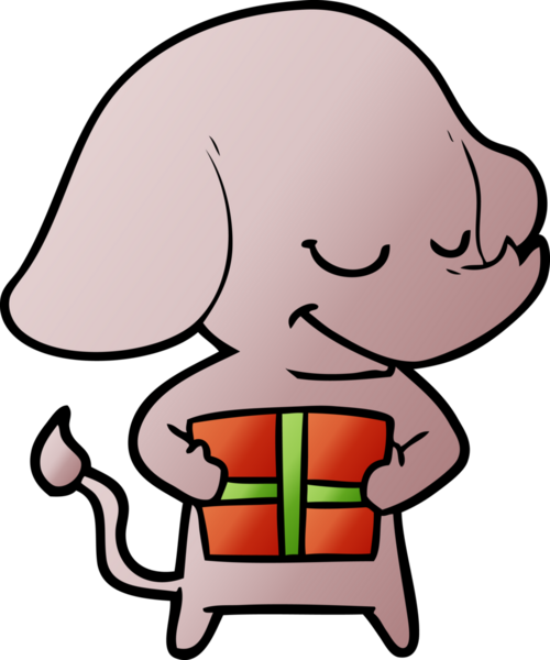 Bir insan tarafından çizilmiş, gülümseyen bir fil.