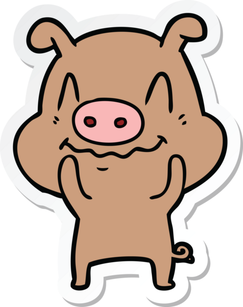 Bir insan tarafından çizilmiş sinirli bir domuzun çıkartması.