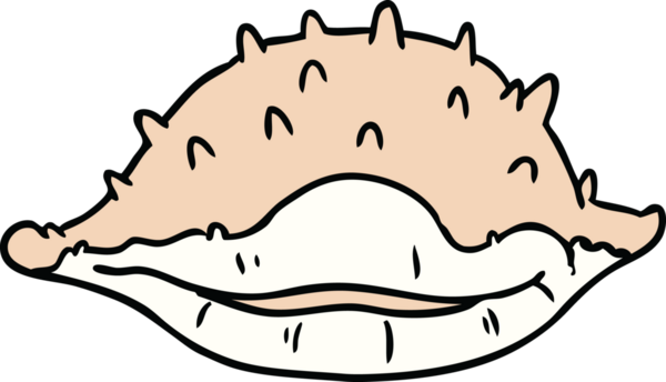 Bir insan tarafından çizilmiş bir deniz kabuğunun el çizimi karikatürü.