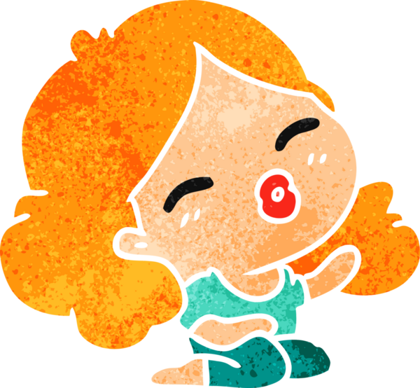 Bir insan tarafından çizilmiş sevimli bir kawai kızının serbest çizimi.