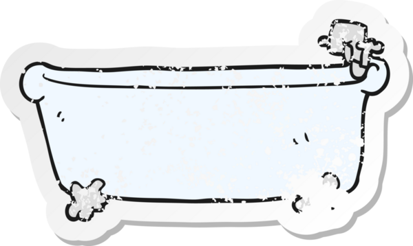 Bir insan tarafından çizilmiş karikatür küvetinin gerilimli etiketi.