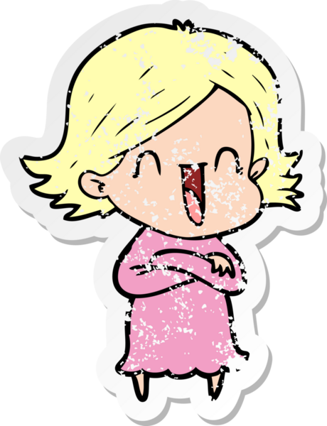 Bir insan tarafından çizilmiş mutlu bir karikatür çıkartması.