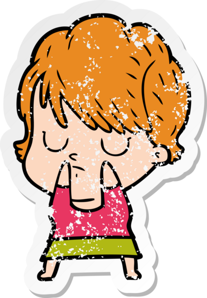 Bir insan tarafından çizilmiş karikatür bir kadının sıkıntılı çıkartması.