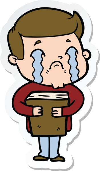 Bir insan tarafından çizilmiş, ağlayan bir çizgi film karakterinin çıkartması.