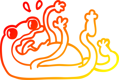 Bir insan tarafından çizilmiş bir kurbağanın sıcak çizgi çizimi