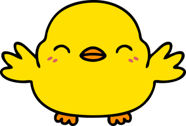 Bir insan tarafından çizilmiş şirin bir yavru kuş karikatürü.