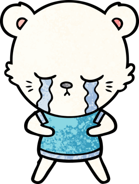 Bir insan tarafından çizilmiş üzgün küçük kutup ayısı çizgi filmi.