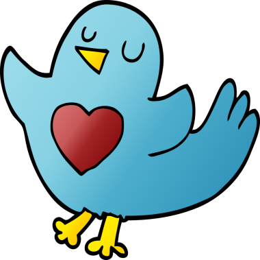 Bir insan tarafından çizilmiş kalbi olan karalama kuşu.