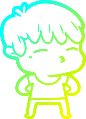 Bir çizgi film karakteri çizen soğuk gradyan bir insan tarafından çizilmiş meraklı çocuk.